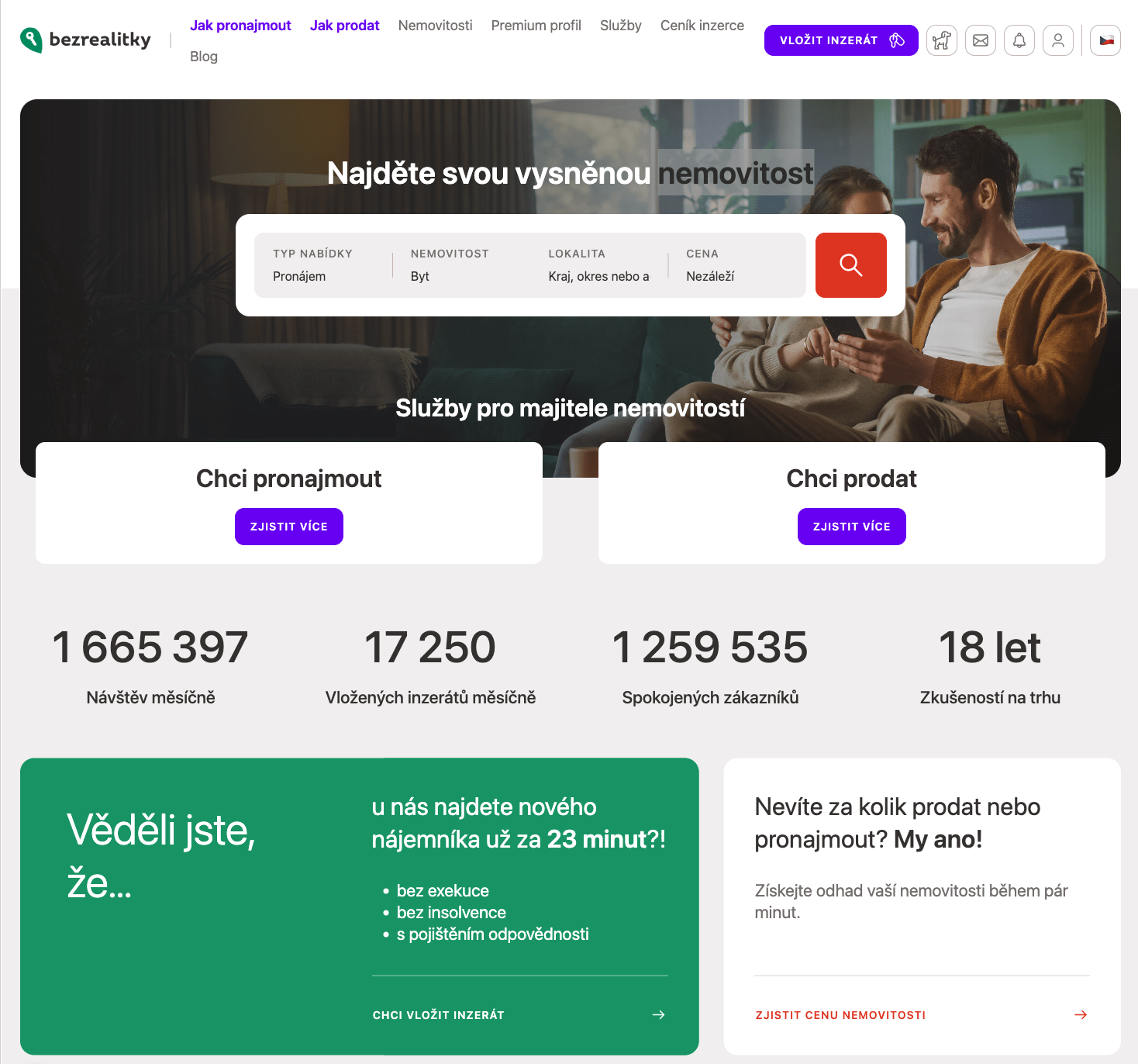 Bezrealitky - web náhled